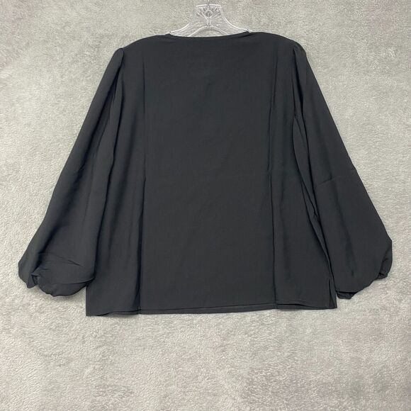 J Crew Shirt Womens 2XS Petite Black Puff Sleeve Satin Back‎ Crepe Office BL711 - Picture 4 of 9